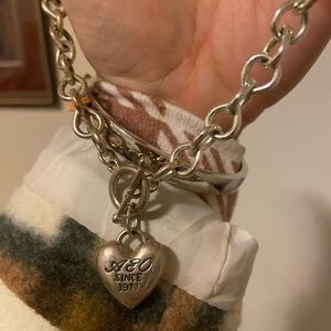 American Eagle Outfitters Silver Chain Necklace with Heart Pendant
